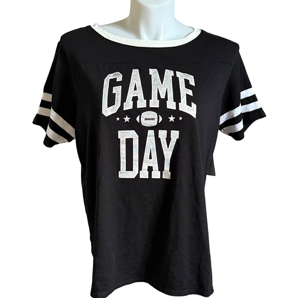 NEW NWT Torrid Vintage Game Day Slub Tee Black Striped Shirt Plus Size 0 12